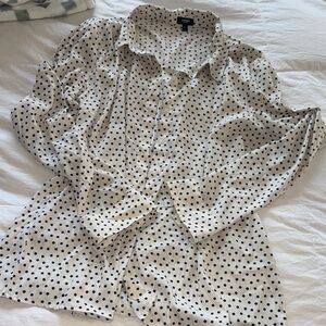 Express Black and White Polka Dot Blouse